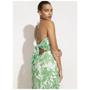 Anthropologie Faithfull The Brand Green Taormina Floral Crepe Midi Dress Size 12